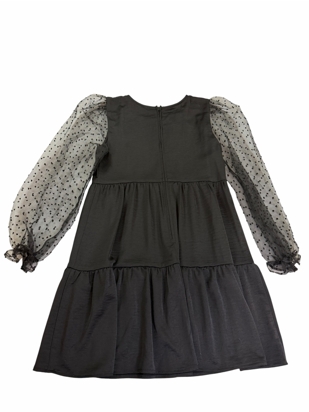 Black Puff-Sleeve Babydoll Dress - Picture 2 of 5